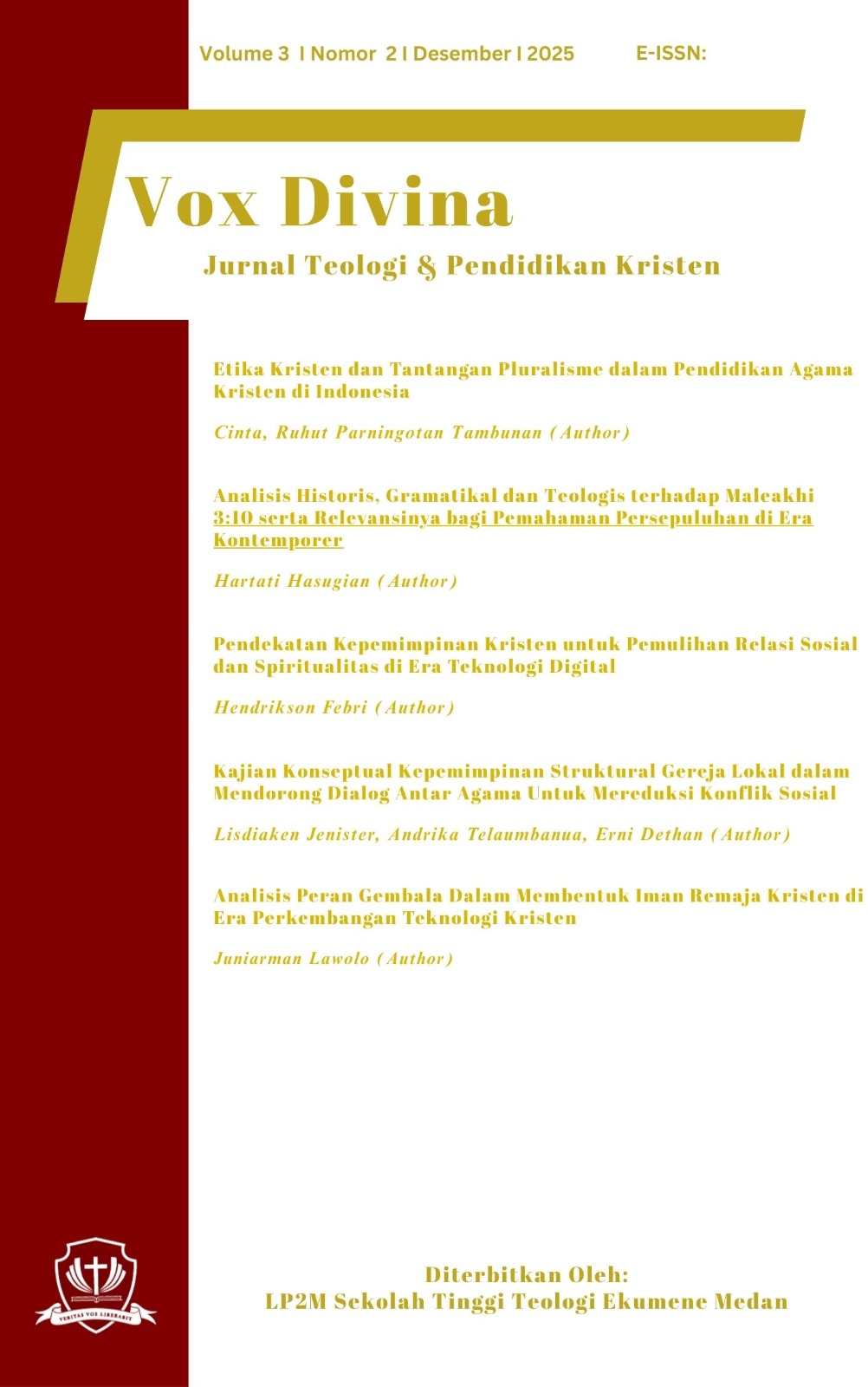 					View Vox Divina: Vol. 3 No. 1 (Desember 2025)
				